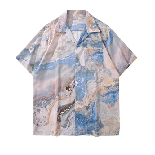 T-Shirt Homme Col Large Chemise Manches Courtes Style Streetwear Américain