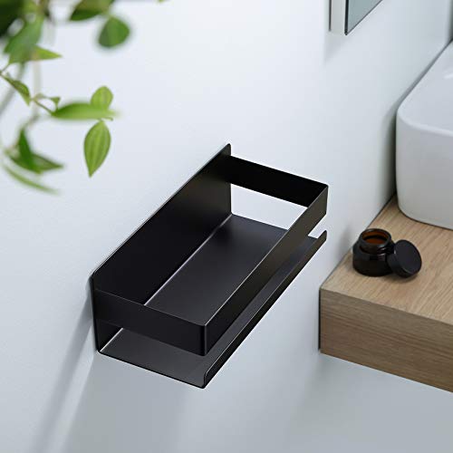 YIGII Estanteria Baño Adhesivo - Estanteria Ducha sin Taladro Rectangular Estantes para Pared Negro - imagen 4