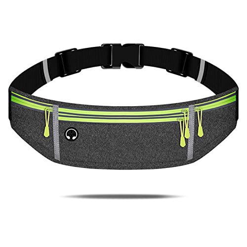 Waist pack sport running Belt Pack with adjustable Strap for running hiking travel outdoors sport (Grey, 4 Pockets)
