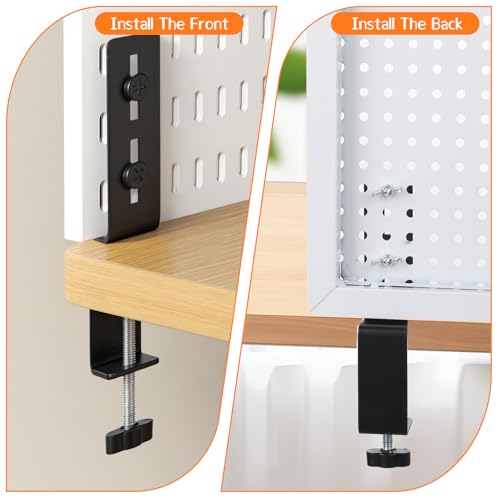 IANFAN 2 Pcs Desk Clamp, Tabletop Pegboard Fixing Bracket, Desktop Fixing Bracket, Office Game Home Desktop Accessories Bracket, Pegboard Organizer Metal Bracket (Black) by IANFAN - Used condition - Image 7
