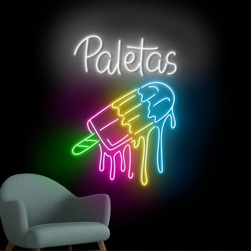 Paletas Neon Sign, USB Powered Dimmable Mexican Paleta Neon Light,