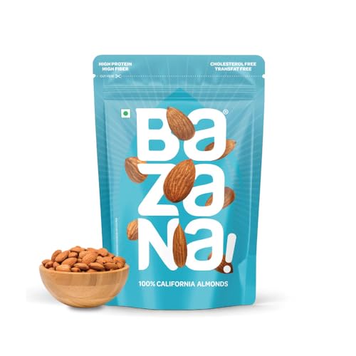Image of Bazana Premium Californian Almonds /Badam, 200g | Rich in Protein, Fiber & Vitamin E | Healthy Nuts & Dry Fruits Snack for Daily Nutrition