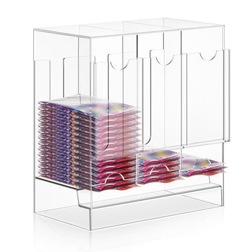 Colingmill Acrylic Booster Pack Dispenser, Card Dispenser Storage and Organizer, for Trading Card, Booster Packs, Sports & More(3 Slots)