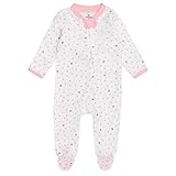 HonestBaby Sleep and Play Footed Pajamas One-Piece Sleeper Jumpsuit Zip-front PJs 100% Organic Cotton for Baby Girls, Love Dot, 6-9 Months