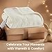 Sharper Image Heated Blanket, Eletric Throw Blanket, Soft, Warm, Reversible Feathersoft - Sherpa Heating Blanket Throw, 5 Lv Heating, 3 hr Auto Shut Off, ETL-Cert, Machine Washable, 50x60 Ivory