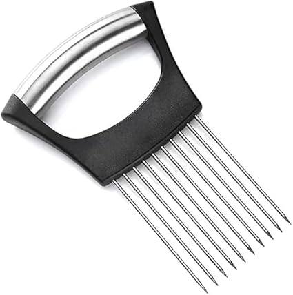 ZENOVISTA Stainless Steel Onion Holder for Slicing,Onion Cutter for Slicing and Storage of Onions,Avocados,Eggs and Other Vegetables (Pack of 1)