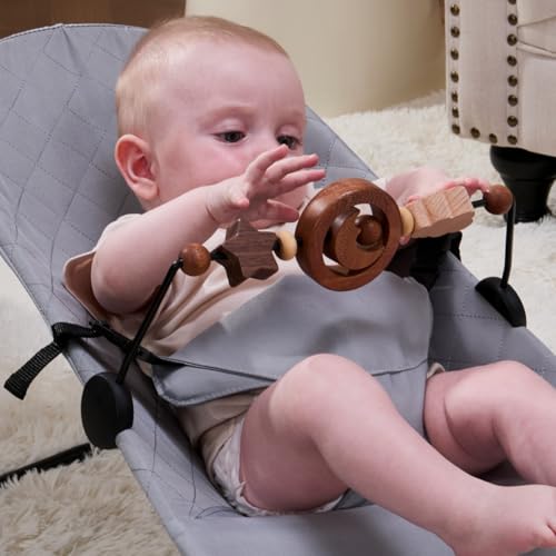 WYFWFDF Toy Bar Compatible with Baby Bjorn Bouncer Toy Bar for Baby Bouncer, Durable Wooden Baby Bouncer Toy Bar Attachment, Rotatable Baby Sensory Toy (Natural Wood Colors) - Thumbnail 2