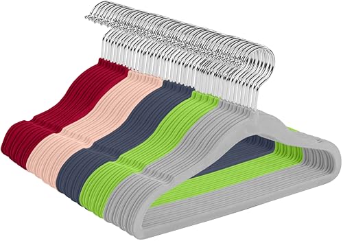 Utopia Home Kids Kleiderbügel Velvet - 11 Inch Durable Baby Kleiderbügel für Closet - Perfect Toddler Nursery Kleiderbügel rutschfest für den täglichen Gebrauch - Mehrfarbig, 60er-Pack