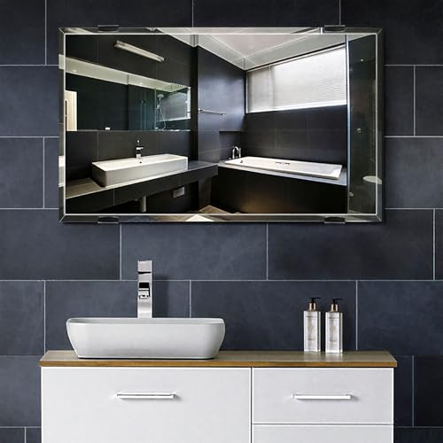 WJUAN Spiegelhalterung Wand 4 Stück – Höhenverstellbare Spiegelbefestigung mit Kork für 4-6mm schwere Spiegel bis 20kg – Spiegelklammern & Spiegelaufhängung Set für Bad & Zimmer