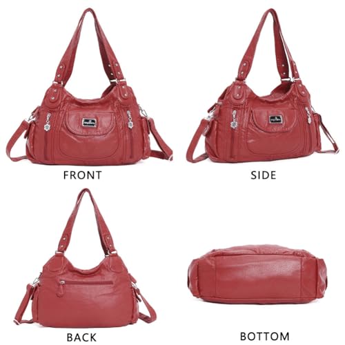 Image of Angel Kiss Purses for Women, Large Shoulder Bag Hobo Tote Purse Mutipocket Faux Leather Satchel Hobo Purse