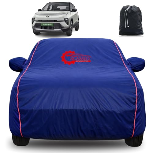Image of 100% Waterproof Car Cover for Tata Punch EV 2024-2026 | All-Weather, Dustproof & UV Protection | Heavy-Duty 3-Layer Fabric | Custom Fit with Mirror & Antenna Pocket | Navy Blue
