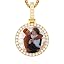 0458 Gold small round pendant&cuban chain]