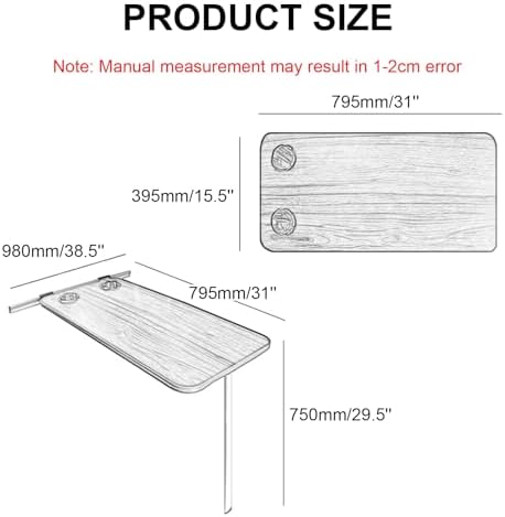 Foldable RV Table with Cup Holders - Durable Solid Wood Wall-Mounted Folding Picnic Table for Compact Spaces, Perfect for RVs, Home Offices, Bedrooms, or Kitchens