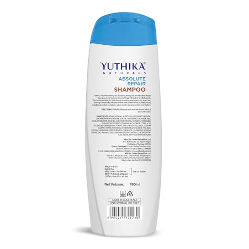 Image of Yuthika Absolute Repair Shampoo for Damaged Hair, 180ml | Nourishing Formula for Women & Men | Enriched with Argan Oil & Amaryllis Extract for Smooth, Manageable Hair