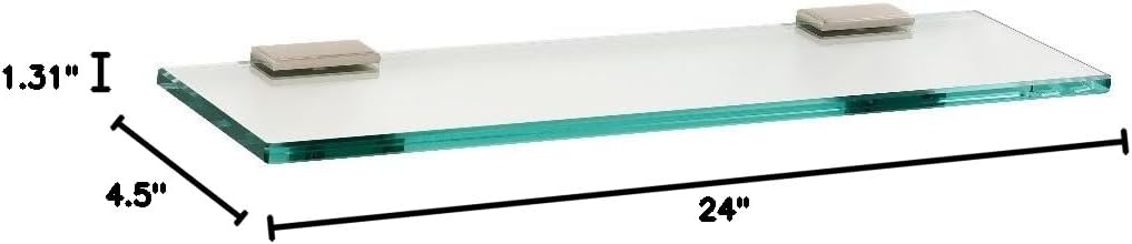Alno A7550-24-SN Modern Arch Glass Shelf with Brackets, 24", Satin Nickel