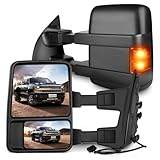 SCITOO Tow Mirrors fit 1999-2016 Ford F250 F350 F450 F550 Super Duty Pickup Manual LED Smoke Signals Lamps View Mirror Pair