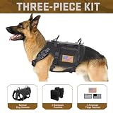 Forestpaw Dog Harness Medium Sized,Tactical Dog Harness with Handle,No Pull Military Style Service Dog Vest with Pockets Adjustable for Medium Dogs,Black,Chest 17-25"