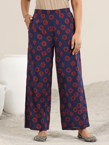 Image of Libas Printed Cotton Straight Kurta With Palazzo and Dupatta