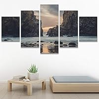 SIGNWIN 5 Panel Canvas Wall Art Calming Waters for Home Decorations Ready to Hang - 60