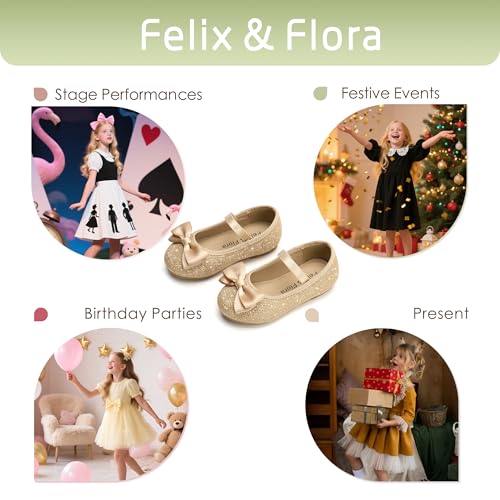 Image of Felix & Flora Toddler Flower Girl Dress Shoes - Girl Ballet Flats Party School Shoes Wedding