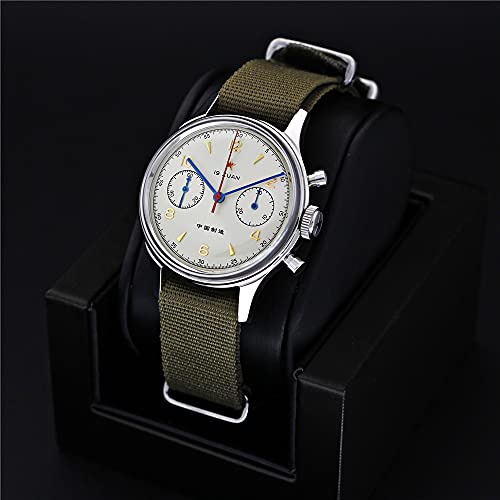 Image of SEAKOSS Men Classic 38mm Pilot Chronograph Watch Seagull 1963 ST1901 Mechanical Movement Wristwatches Sapphire Crystal Acrylic Glass Mirror Stainless Steel Case