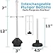 Blue Donuts Toilet Brush and Plunger Set with Holder, Modern Chrome Bathroom Accessories Toilet Plunger and Toilet Bowl Brush Combo