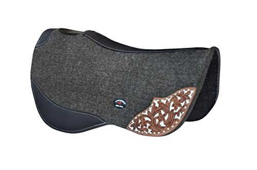 CHALLENGER Horse 32" x 32" Western Contoured Wool Felt Barrel Saddle Pad 39223GR