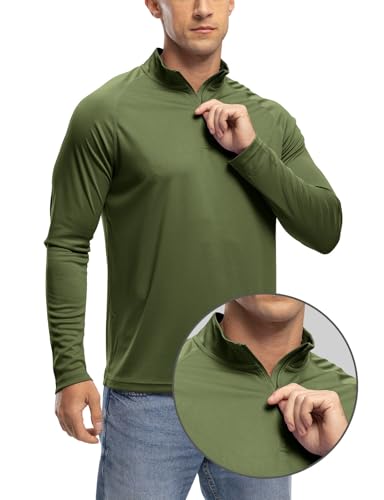 TBMPOY Men's Hiking Shirts 1/4 Zip Running Sun Protection Pullover Long Sleeve UPF 50+ Lightweight Fishing Rash Guard2