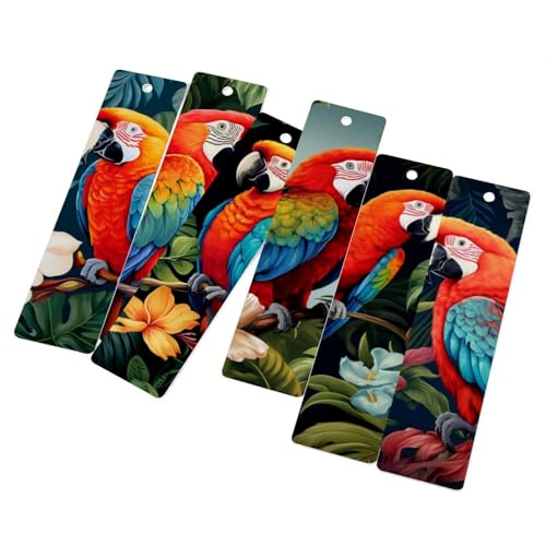 Marque-pages perroquet avec pompon lot de 6 pour livres et cahiers