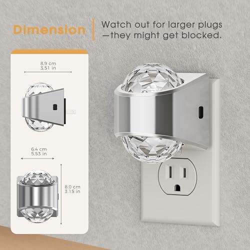 Image of Briignite Night Light Plug into Wall, Color Changing Night Light for Kids, 3CCT Diamond Design Nightlight Projector, Dusk to Dawn Sensor for Nursery Bathroom Bedroom Gaming Room Decor Gift