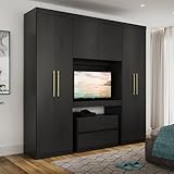 Guarda Roupa Solteiro 6 Portas 2 Gavetas Porto Carraro Preto