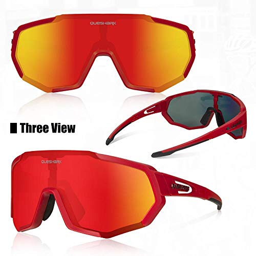 Image of Queshark Cycling Glasses, Sports Sunglasses for Men Women, 1 Polarized 2 HD Lens, Polarized Sunglasses for Cycling Running