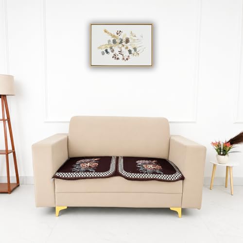 Image of Homerz 'Brooklyn Series' Premium Sofa Cover | Quilted Floral Design | Non-Slip Washable Sofa Protector | Soft Anti Slip Fabric (Ny Brown, 2 Seater, Only Seat Cover)
