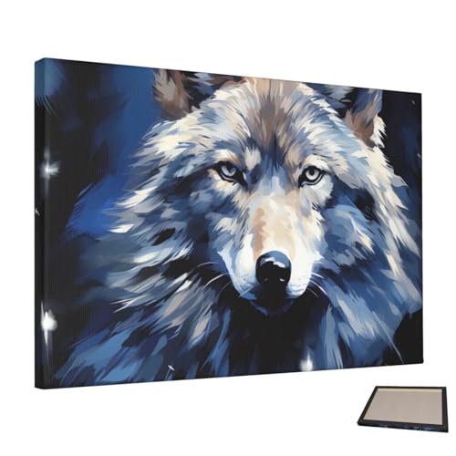 Peinture murale loup solution décoration salon et chambre toile esthétique