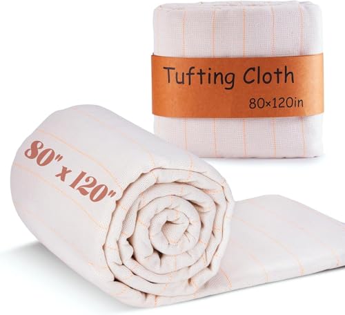 BESGEER 80 120 Primary Tufting Cloth for Cut and Loop Pile Tufting Guns with Marked Lines - Monks Cloth for Rug Making kit Rug-Punch