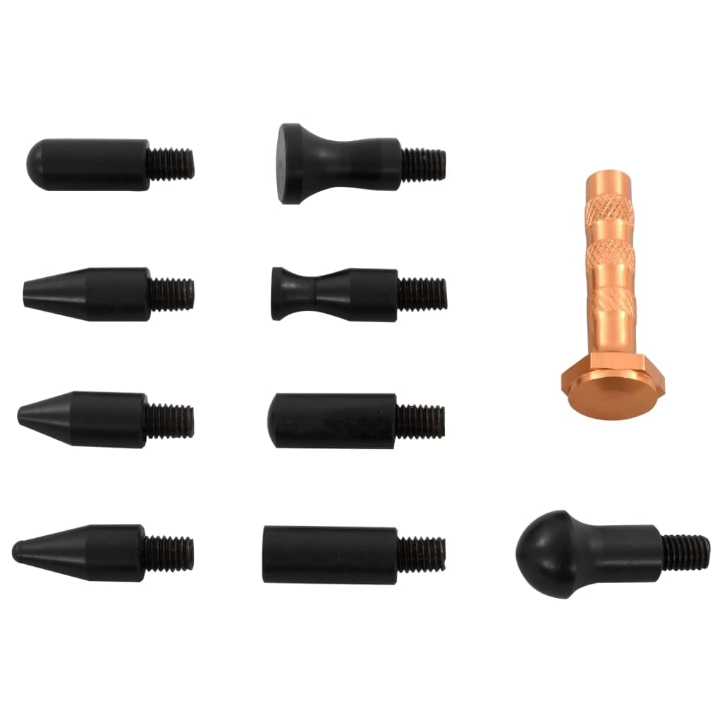 Set di 10 mandrini di ritorno per riparazione di ammaccature in officina auto, riparazione veicoli, montaggio e manutenzione, include martello, cacciavite, pinze, bussole, valigetta, set