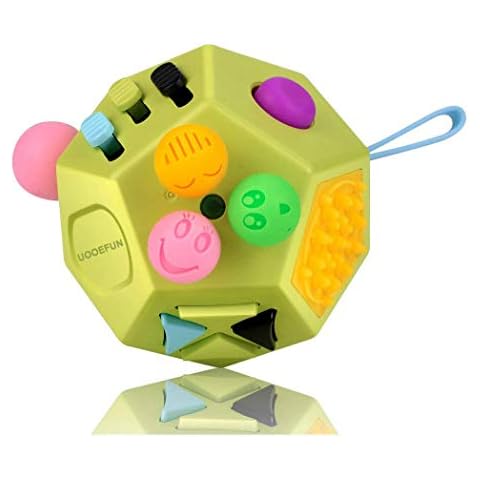 UOOEFUN Sensory Fidget Toy,Dodecagon 12 Sided Fidget Cube Dice Relief Stress,Anxiety,Calming and Focus for Kids with ADD, ADHD, OCD, Autism by (Green / B1) Cover