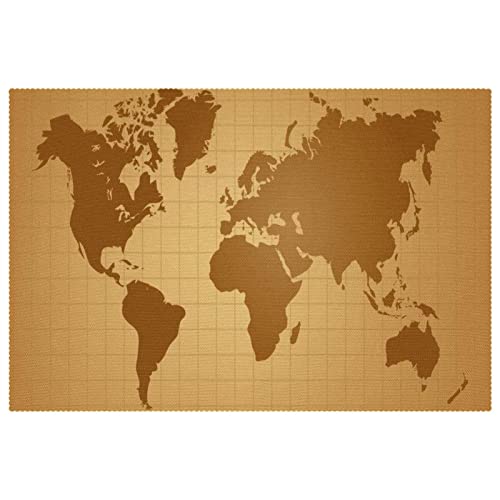 Set de table retro carte du monde 30x45cm resistant chaleur - 2