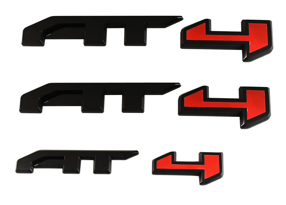 Image of 6Pcs Kits Sierra AT4 HD Overlay Emblems Door Rear Badge Compatible with 2019-2022 Sierra 1500 2500HD 3500HD (Black /Red)