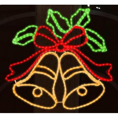 LAMPHOME [Large 33"x31"] Animation 438 LED Bell Neon Motif Super-Bright Multi LEDs Outdoor Christmas Decoration with 11 Functions and Timer Waterproof for Outdoor Home Party Wall Hanging Holiday Cover