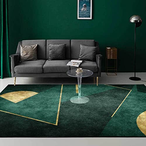 Tapis émeraude grande déco au design géométrique or raffiné - 3