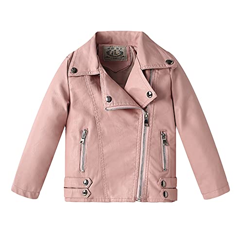 Image of Kids Faux Leather Moto Jacket Rivets Biker Coat for Boys Girls 4-14 Years