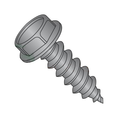 #8 x 1/2" Type AB Self-Tapping Screws/Unslotted/Hex Washer Head / 18-8 Stainless Steel/Black Oxide (Carton: 5,000 pcs)
