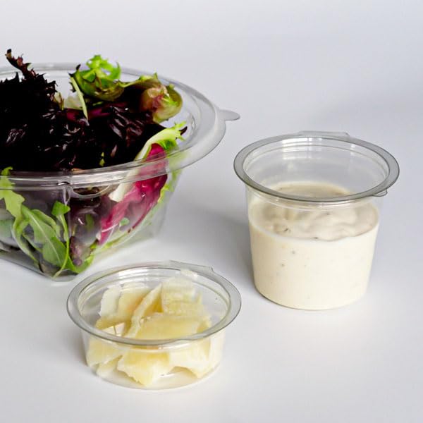 Monouso | 405 Tarrina Redonda con Tapa Bisagra 125ml, PET, Salsas, Biodegradables, Envases para Comida, Comercio, Multiuso
