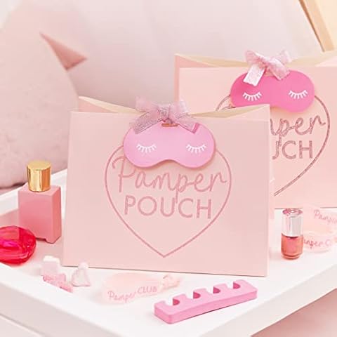 Ginger Ray Pink Glitter Pamper Pouch Party Bag Sleepover,20cm x 15cm Cover