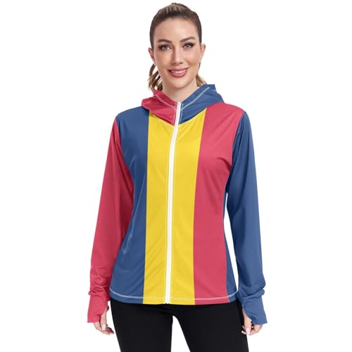 Chad Flag Womens UPF 50+ Sun Protection Hoodie Jacket Lightweight Long Sleeve Sun Shirt with Pocket Multicoloured