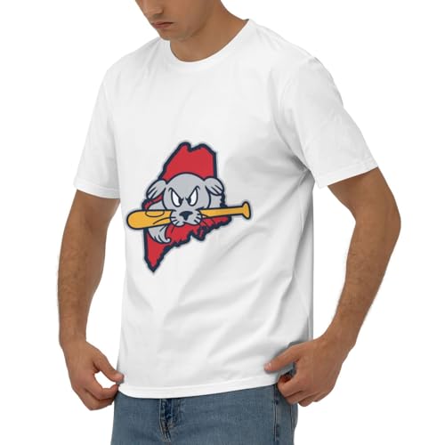 Cbxiovg Portland Sea Dogs University Logo Men's Short Sleeve 180g Crew Neck T-Shirt White