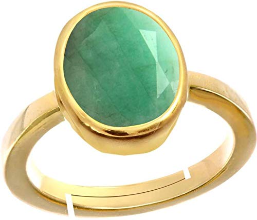 Bague réglable en plaqué or et émeraude zambienne naturelle 6 ct de prestige