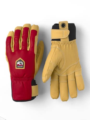 Hestra Unisex Grip Incline 5-Finger - Red/Natural Brown - 6