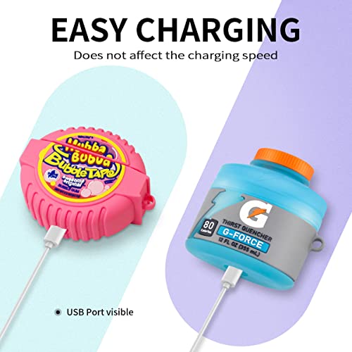 [3Pack] Cute Cover Airpods Pro Case, Sport Water+ Purple Potato+Bubble Gum Air Pods Pro Silicone Case Funny 3D Cartoon Food Design For Apple Airpods Pro Charging Case For Boys Girls Kids #TOP3